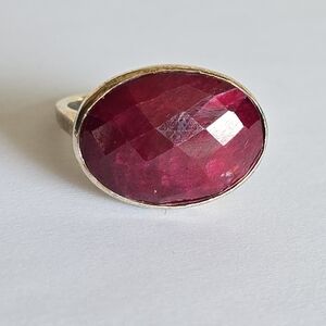 Sterling Silver With Large Rough Ruby Stone Ring